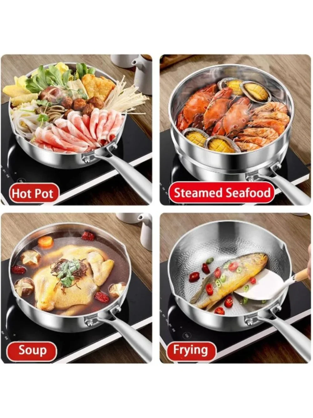 Multifunctional Titanium Hammered Non-Stick Pan, Scratch-Resistant, 7.08in